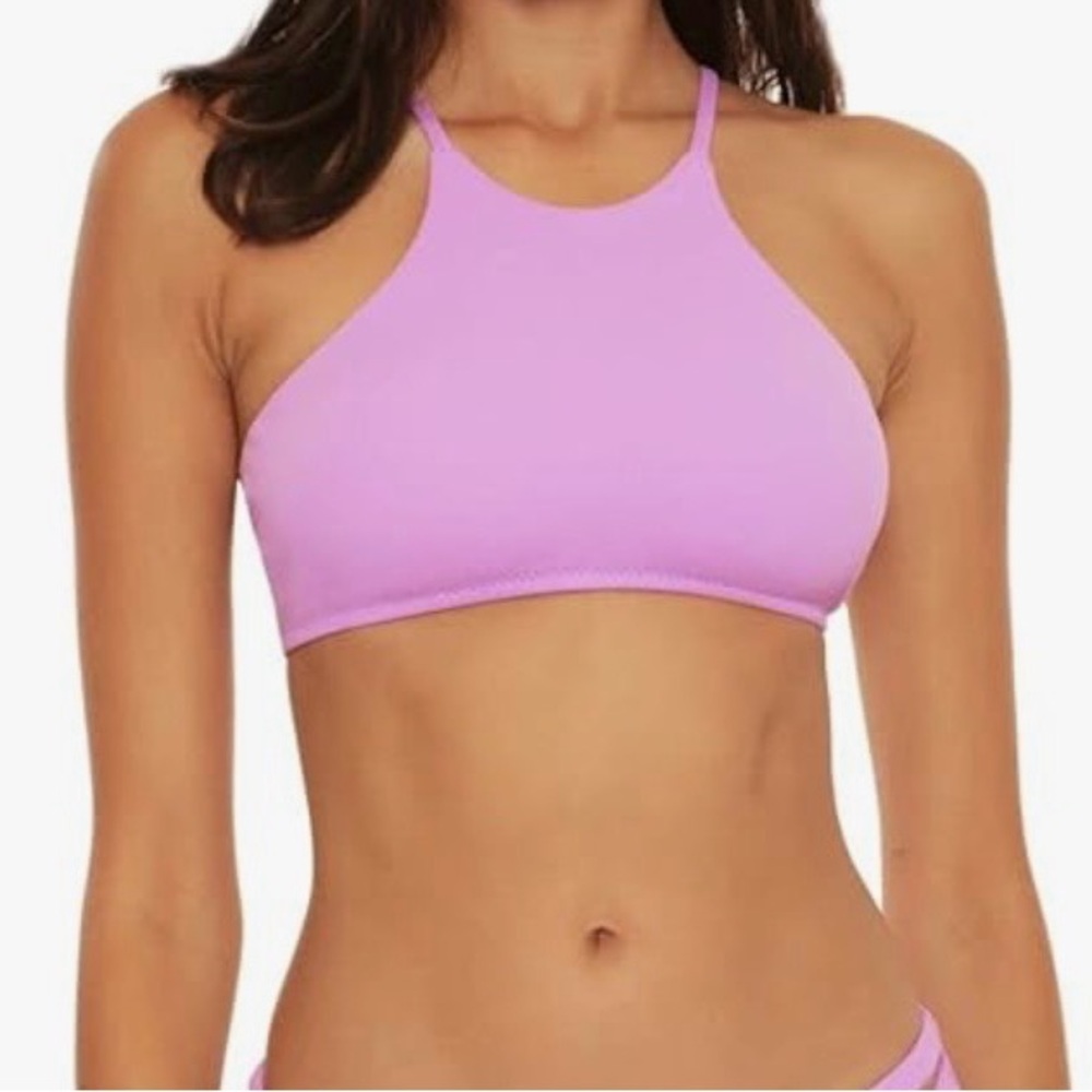 Becca by Rebecca Virtue Fine Line Rib Harley High Neck Bralette Bikini Top L